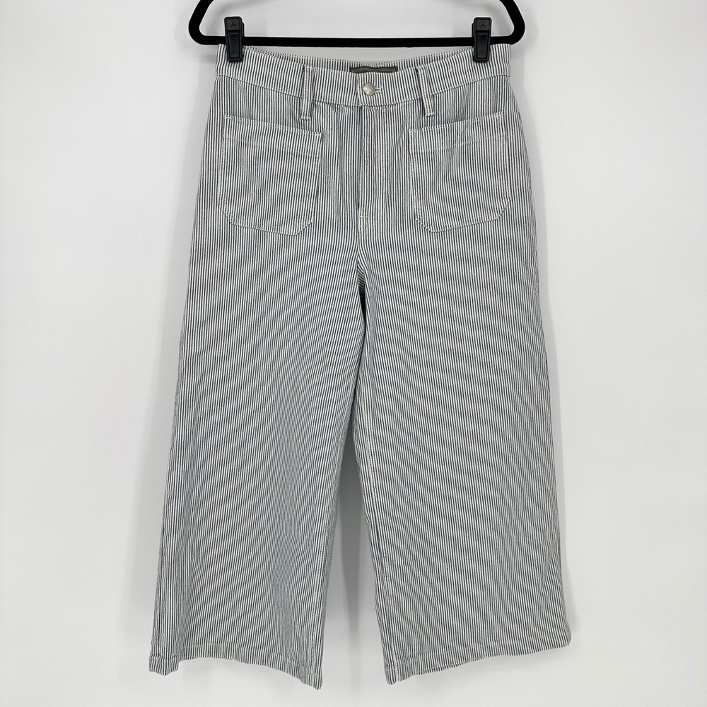 Point Sur J.Crew Striped Patch Pocket Wide Leg Cropped High Rise Jeans Boho 29